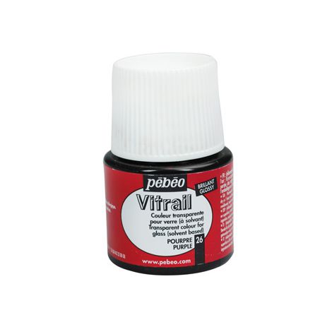 Farba witrażowa do szkła Pebeo Vitrail 45ml, Fioletowa/26 Purple transparentna